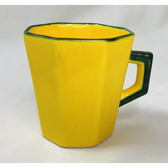 Vtg Les Grottes Dieulefit France Caves Yellowware Espresso Cups Saucers - 3 sets - Picture 8 of 13